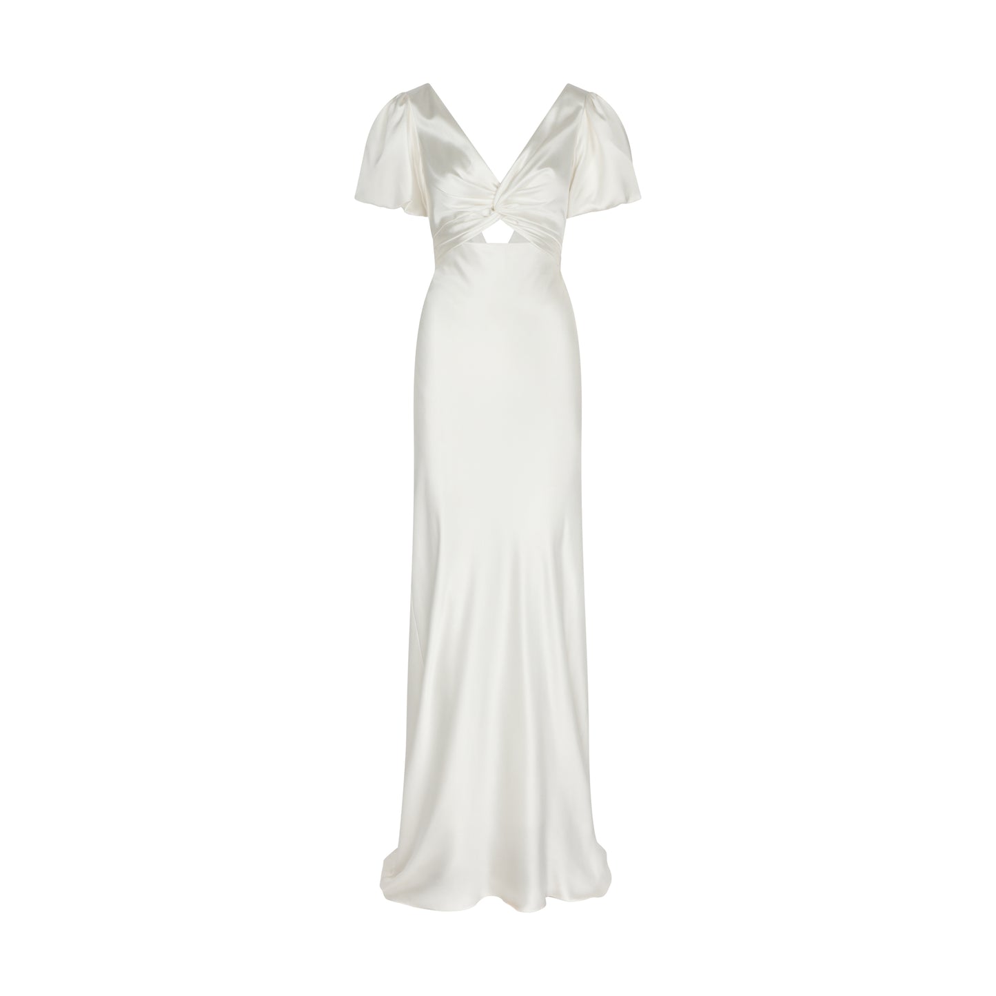 STYLE 094 // TWIST FRONT PUFF SLEEVE SILK SATIN GOWN