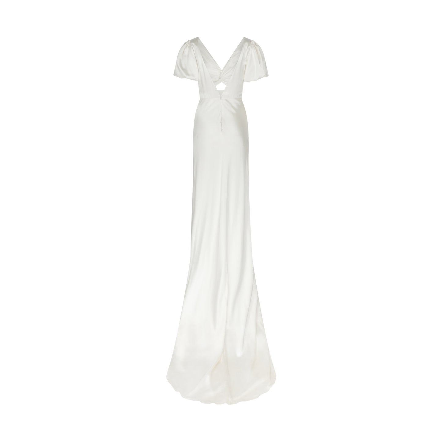 STYLE 094 // TWIST FRONT PUFF SLEEVE SILK SATIN GOWN
