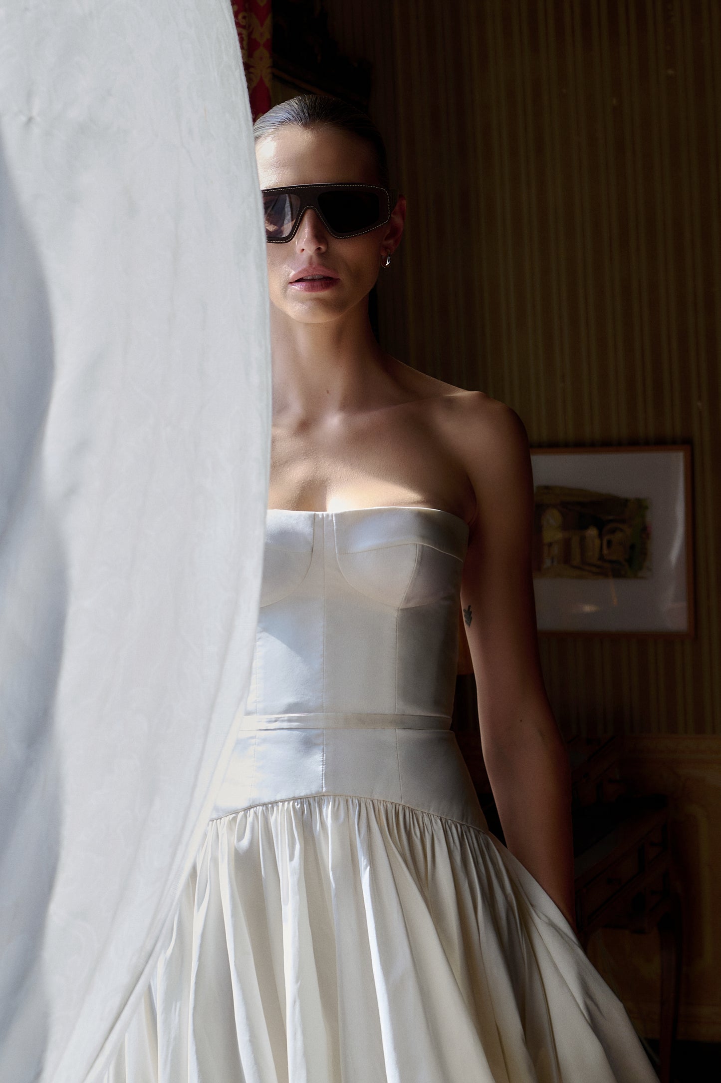 STYLE 171 // SILK TAFFETA CORSET GOWN WITH TUCKED SKIRT