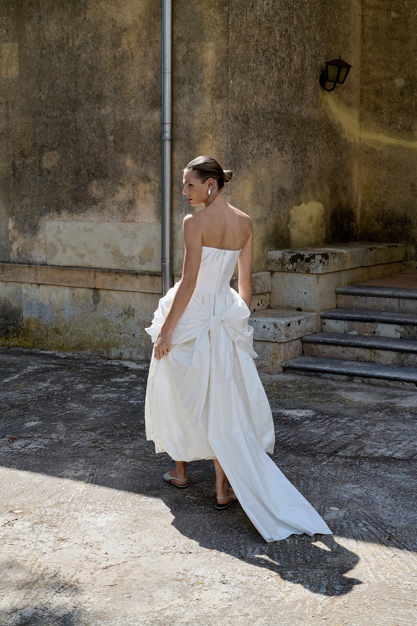 STYLE 166 // SILK TAFFETA CORSETED GOWN WITH PUFFBALL SKIRT