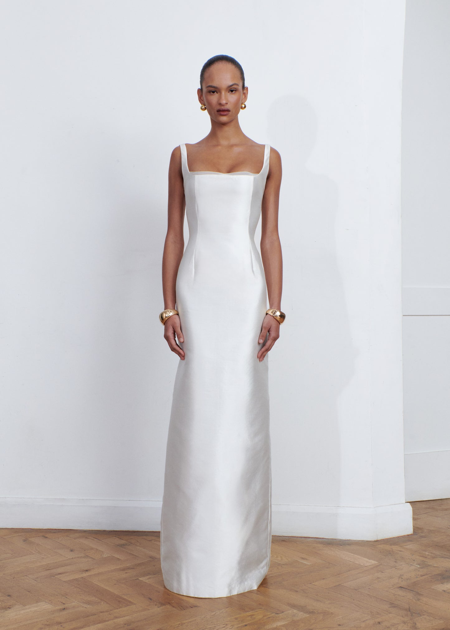 STYLE 111 // ORGANZA PEEKABOO SILK MIKADO GOWN