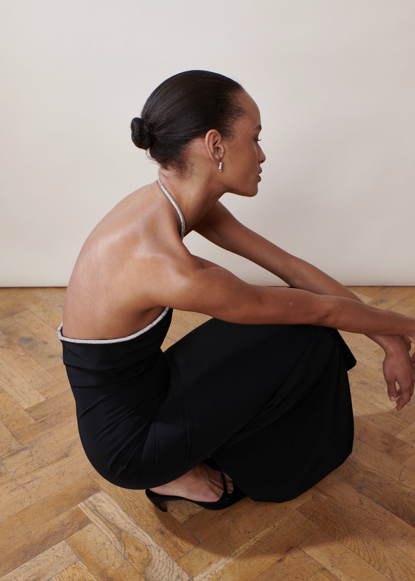 THE WHEN IN DOUBT ASYMMETRIC HALTER IN BLACK