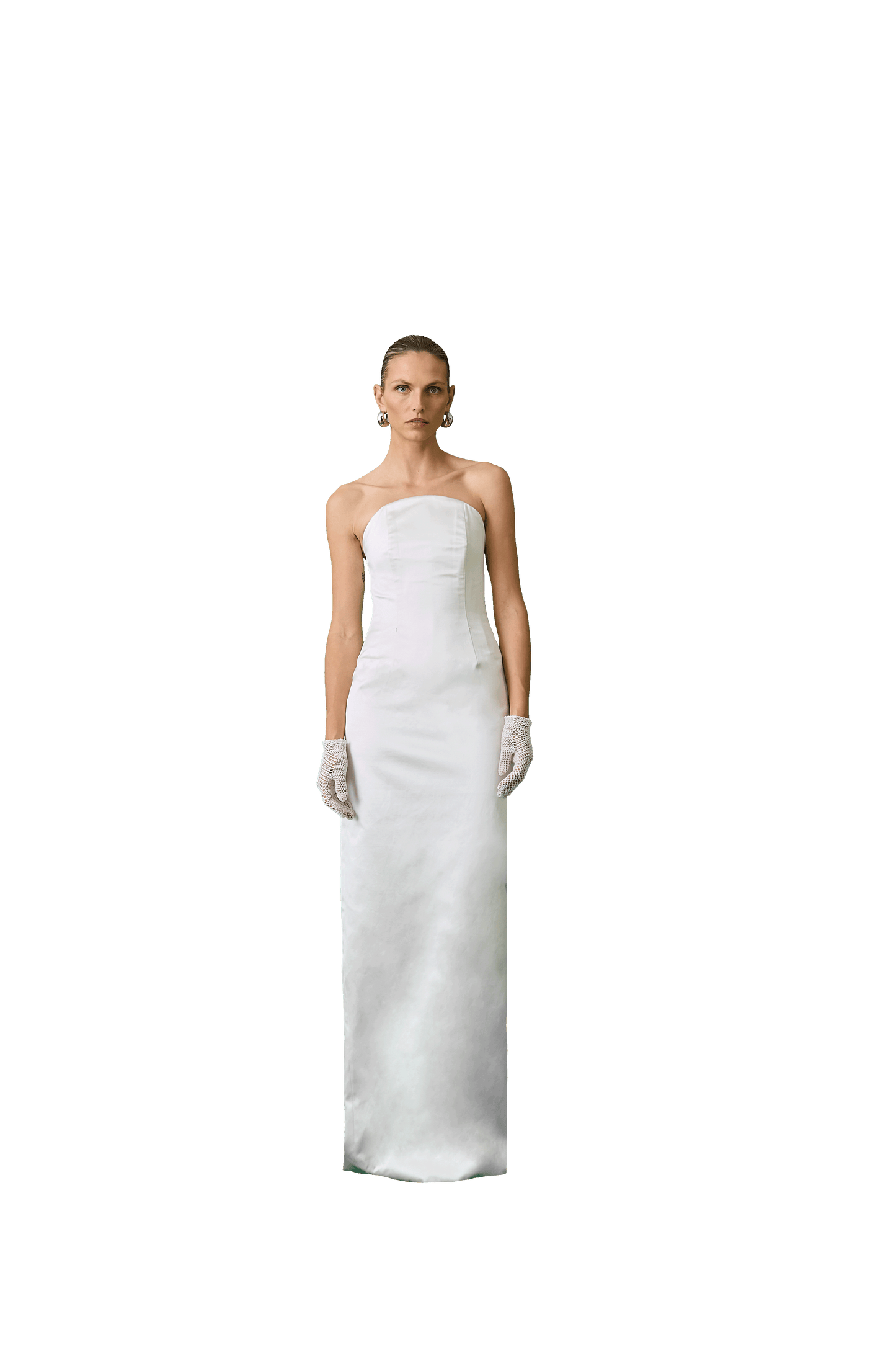 STYLE 168 // DUCHESSE SATIN CRESCENT COLUMN DRESS