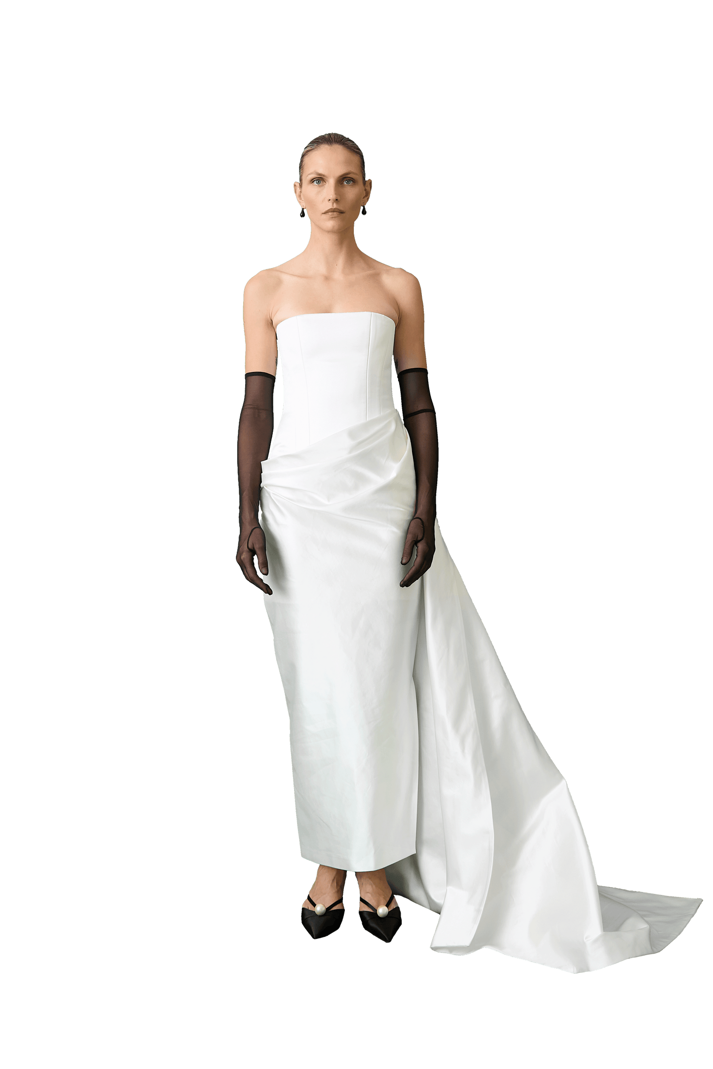 STYLE 163 // DUCHESSE SATIN CORSETED GOWN WITH WRAP SKIRT