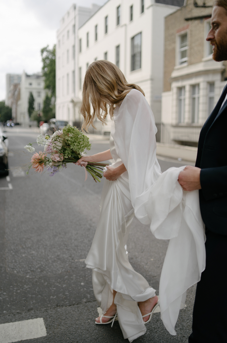 SARAH + JOSH // a chic chiffon cape and hand painted menus for this beautiful city celebration