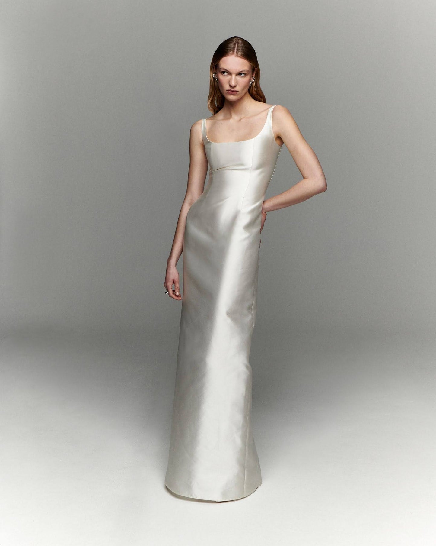 STYLE 110 // SQUARE NECK SILK MIKADO COLUMN GOWN