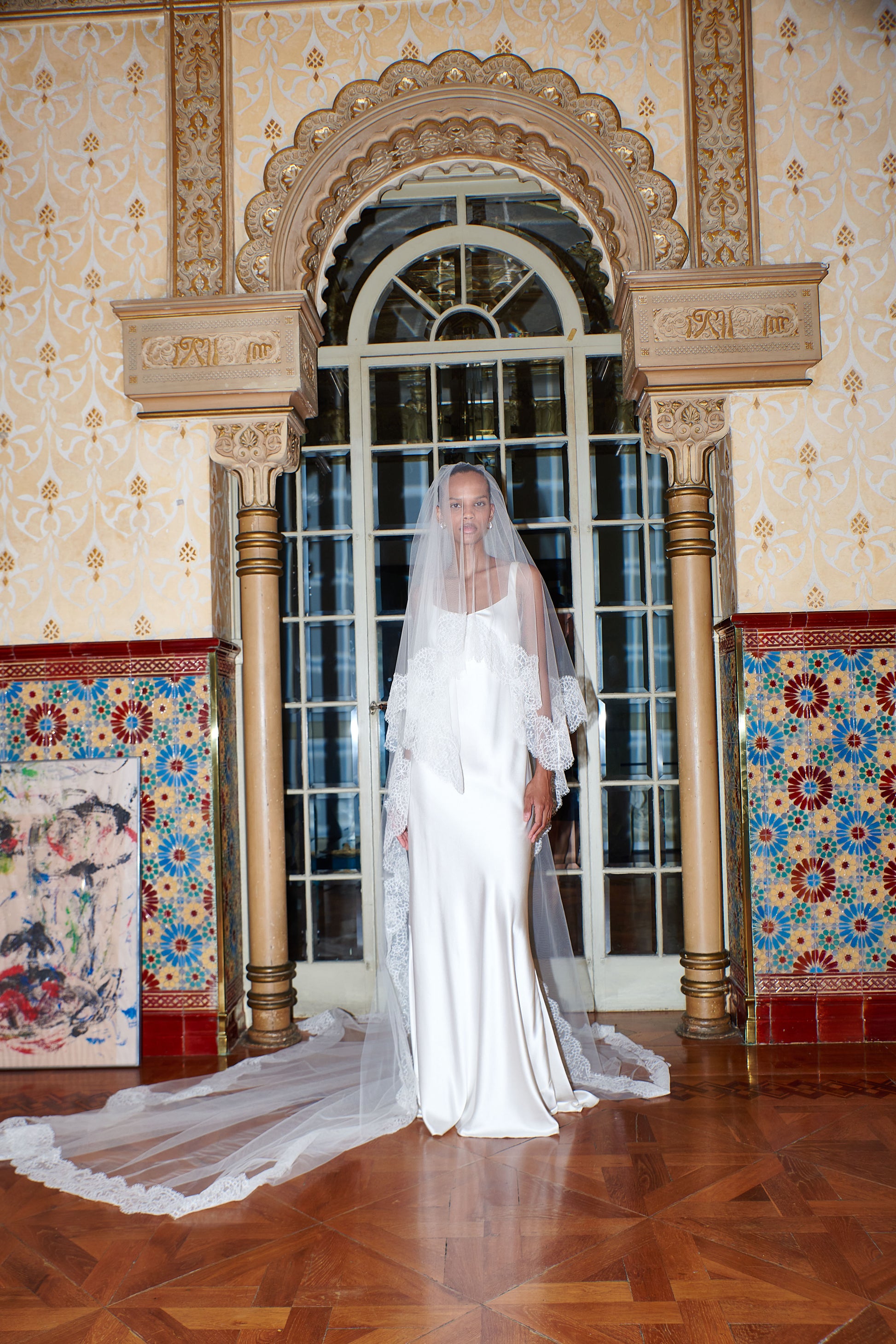 wedding dress with lace veil STYLE 099 // LACE TRIM VEIL – THE OWN STUDIO