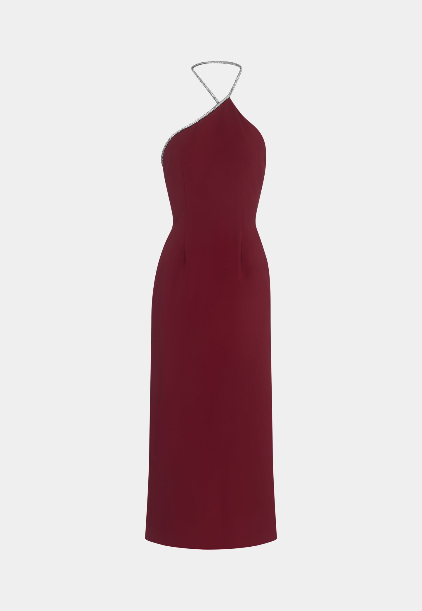 THE WHEN IN DOUBT ASYMMETRIC HALTER IN BURGUNDY