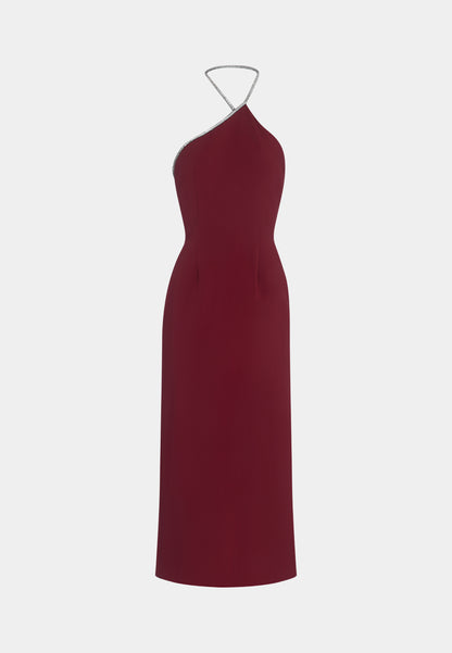 THE WHEN IN DOUBT ASYMMETRIC HALTER IN BURGUNDY