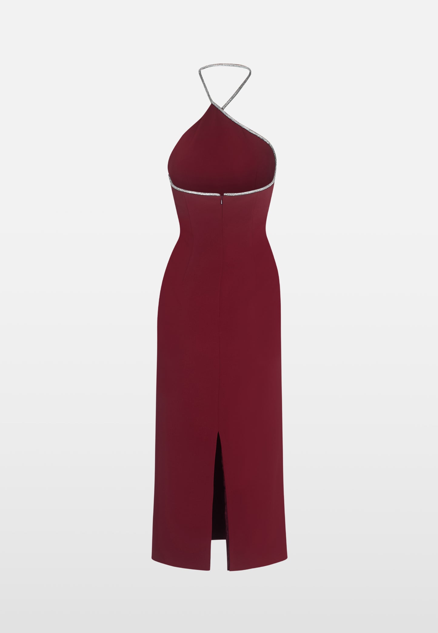 THE WHEN IN DOUBT ASYMMETRIC HALTER IN BURGUNDY
