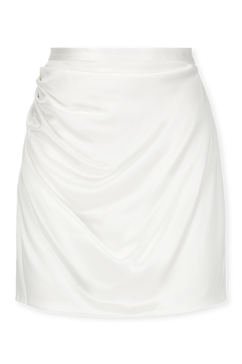 STYLE 060 // SILK SATIN RUCHED MINI SKIRT