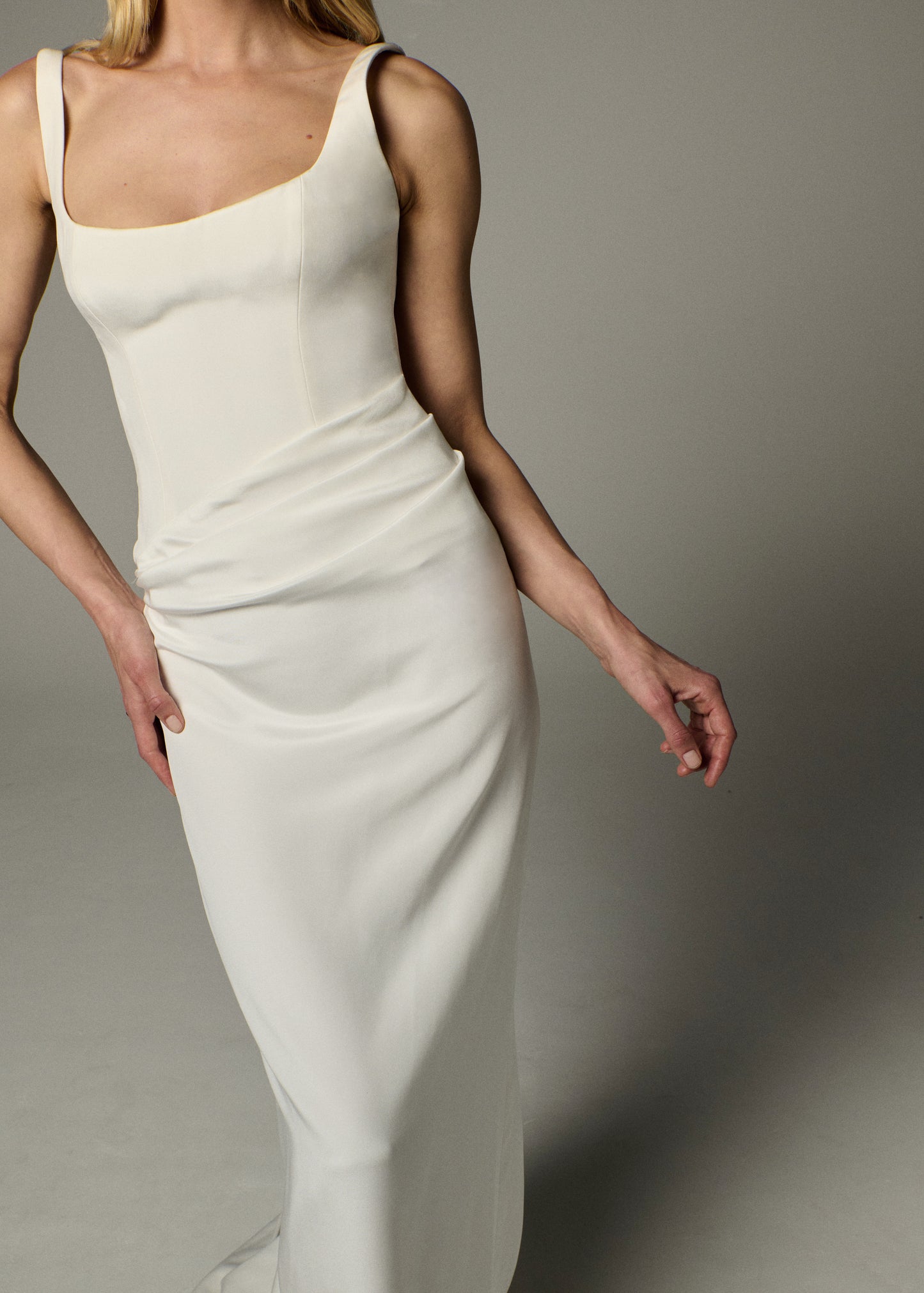 STYLE 146 // CORSETED SILK GOWN WITH DRAPED SKIRT DETAIL