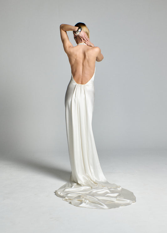 STYLE 051 // SILK SATIN DETACHABLE WATTEAU TRAIN
