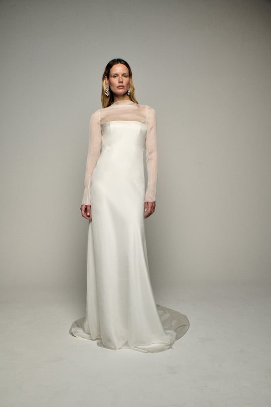 STYLE 154 // SILK CHIFFON OVERLAY WITH DRAPED NECK