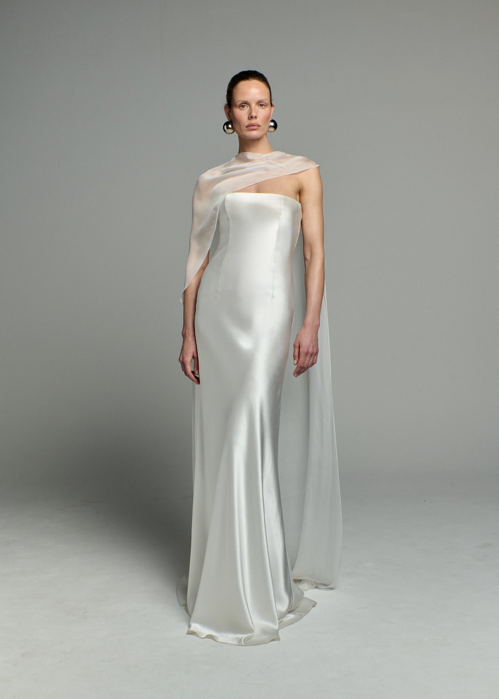 STYLE 157 // ASYMMETRIC CHIFFON CAPE – THE OWN STUDIO