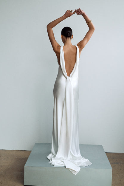 STYLE 194 // BIAS GOWN WITH OPEN BACK AND SASH TIES