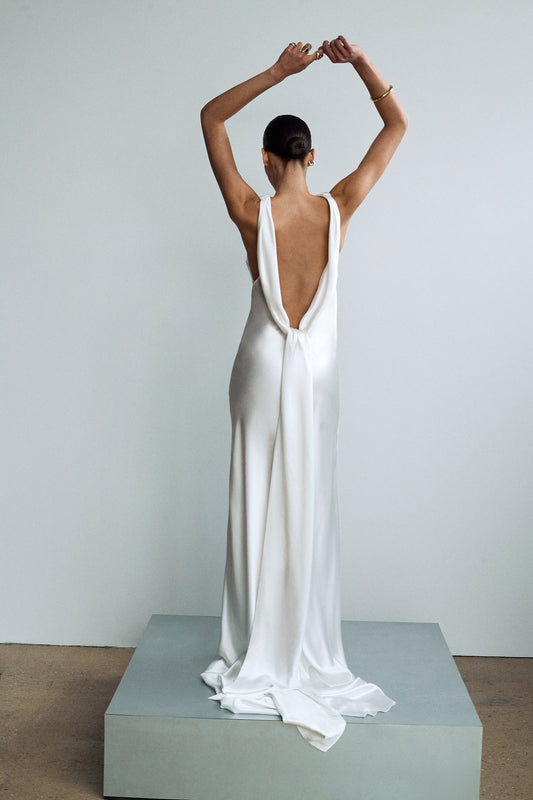 STYLE 194 // BIAS GOWN WITH OPEN BACK AND SASH TIES