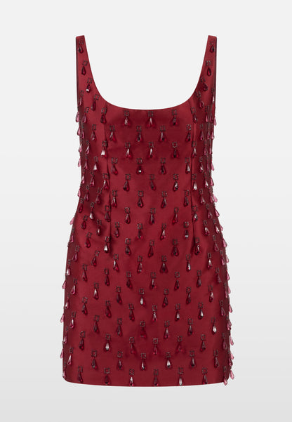 A DROP MORE DRESS IN BURGUNDY