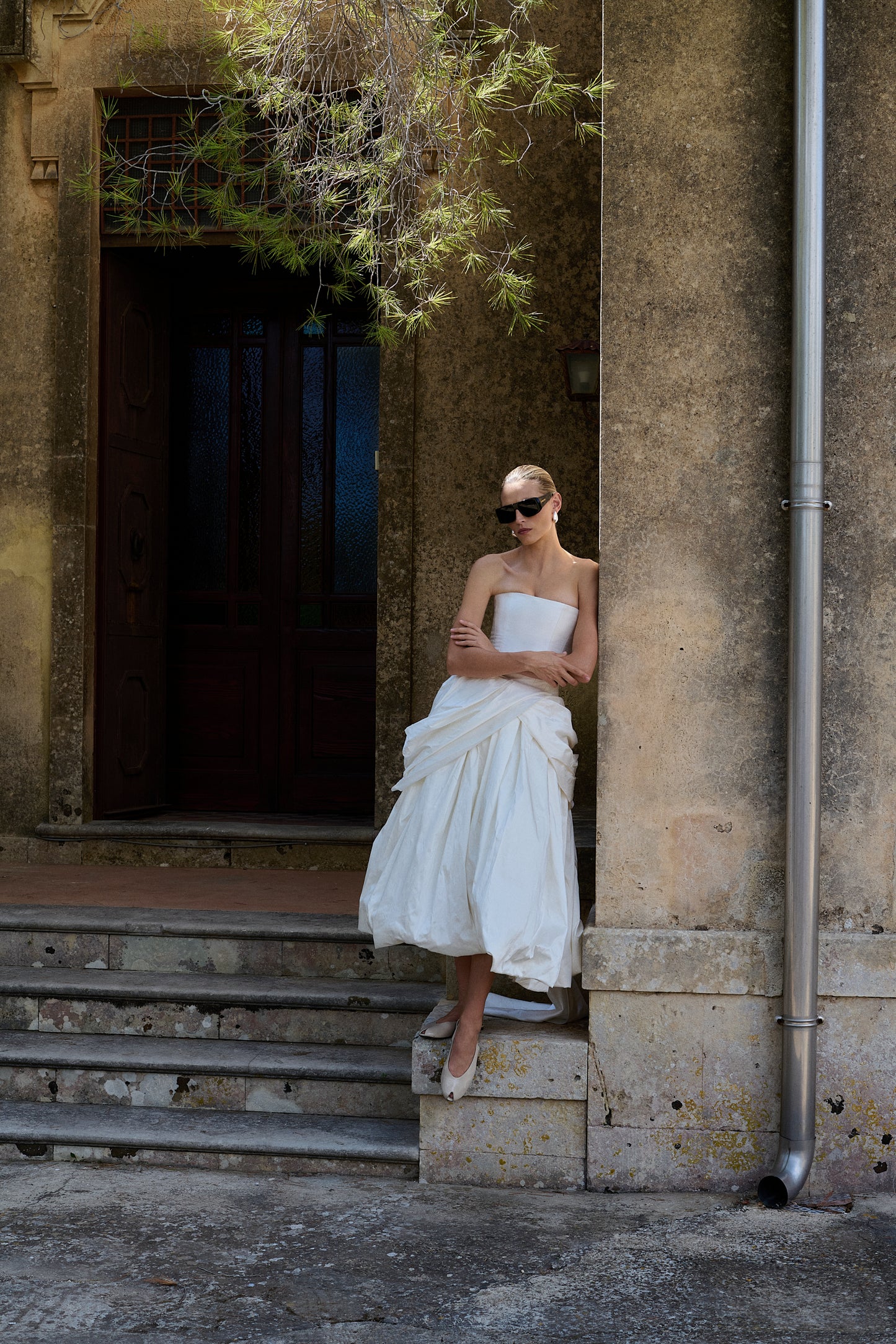 STYLE 166 // SILK TAFFETA CORSETED GOWN WITH PUFFBALL SKIRT