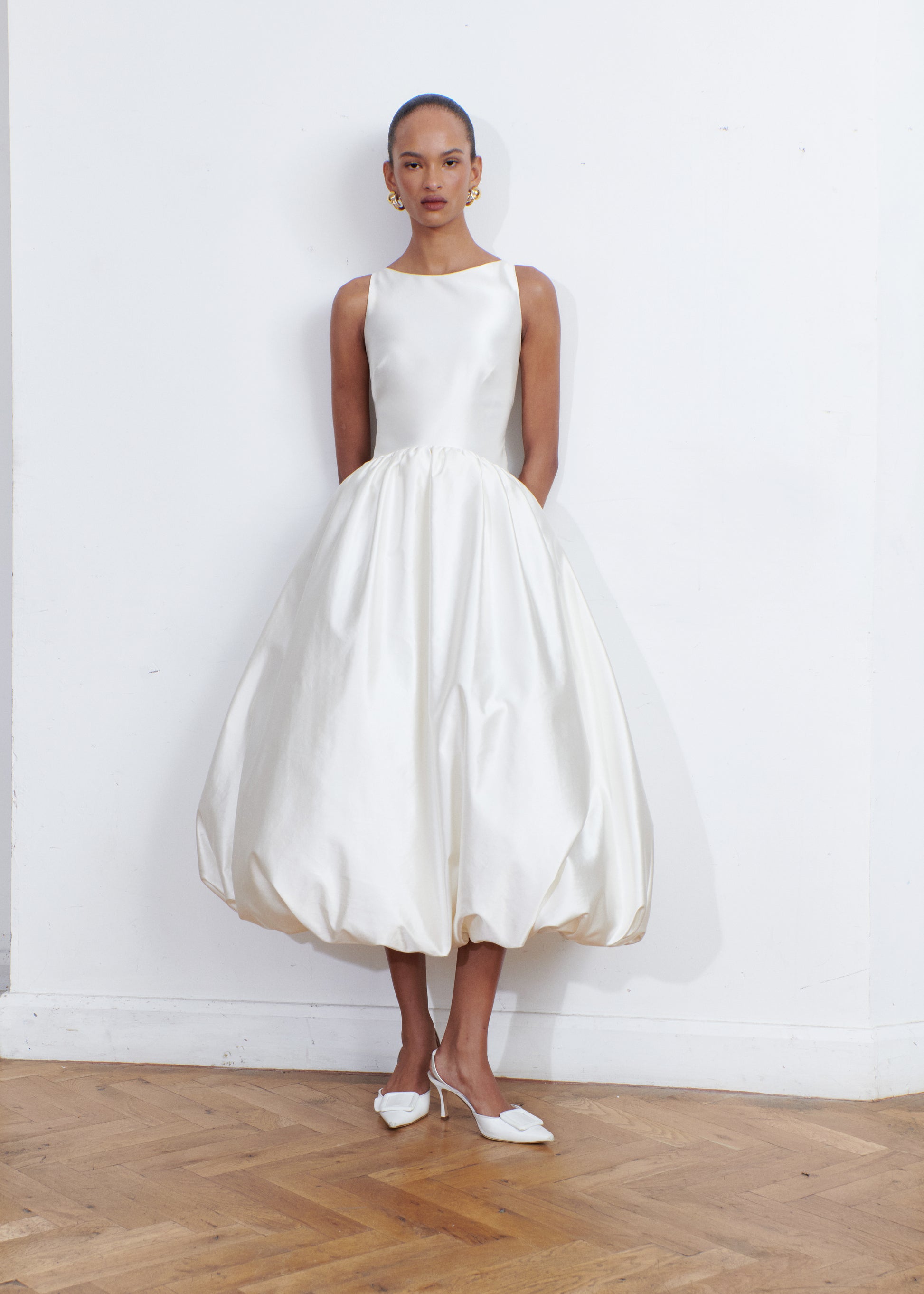 satin bubble hem dress STYLE 115 // DUCHESSE SATIN BUBBLE HEM IN IVORY THE OWN STUDIO