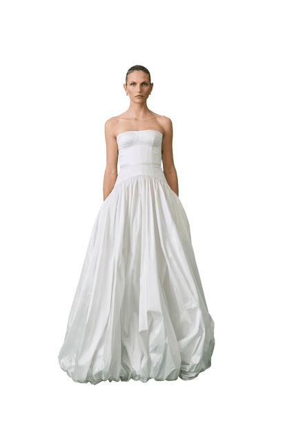 STYLE 171 // SILK TAFFETA CORSET GOWN WITH TUCKED SKIRT