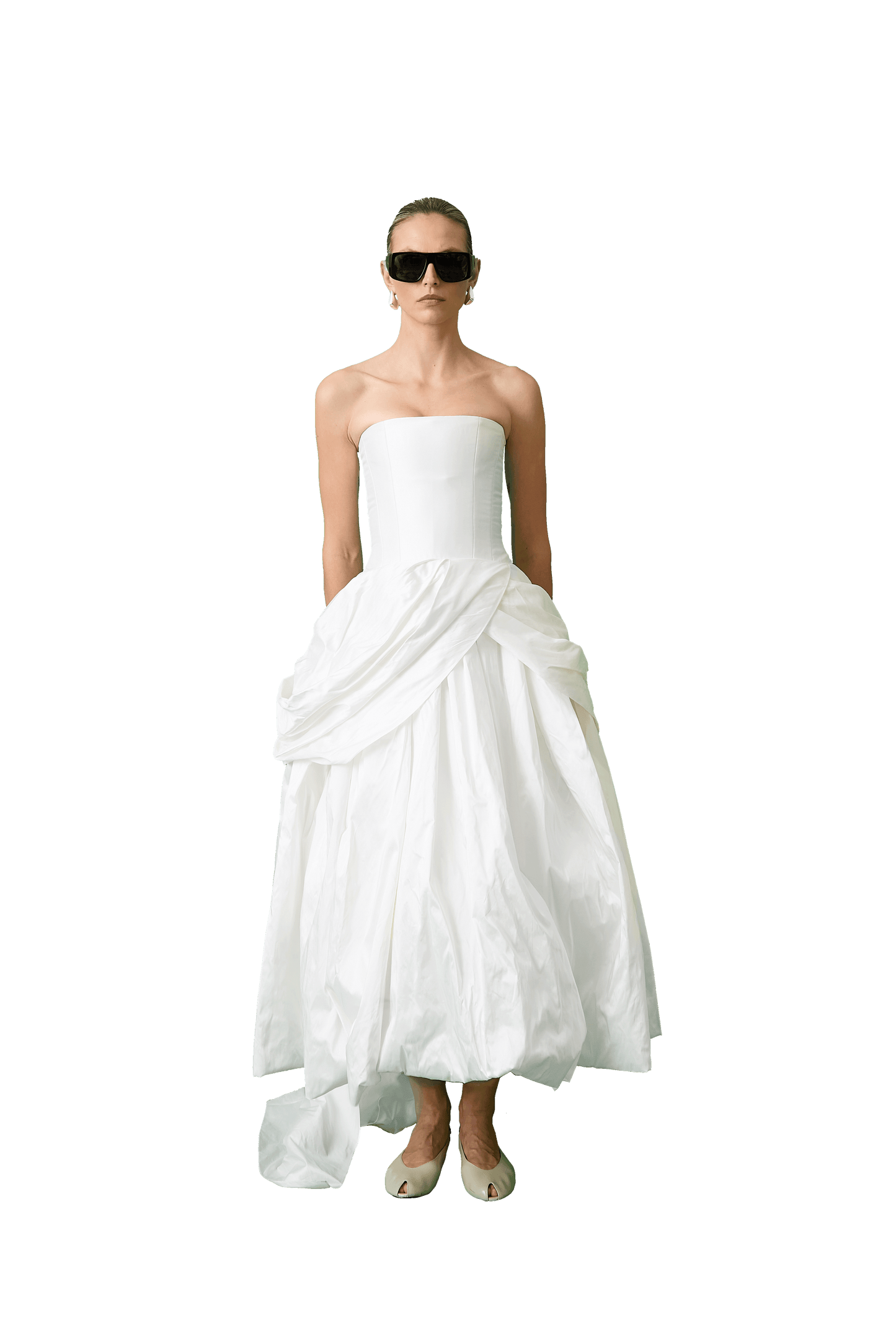 STYLE 166 // SILK TAFFETA CORSETED GOWN WITH PUFFBALL SKIRT