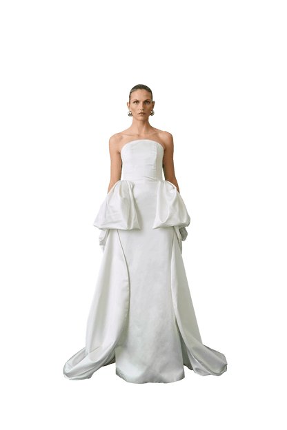 STYLE 169 // DUCHESSE SATIN DETACHABLE PUFF HIP TRAIN