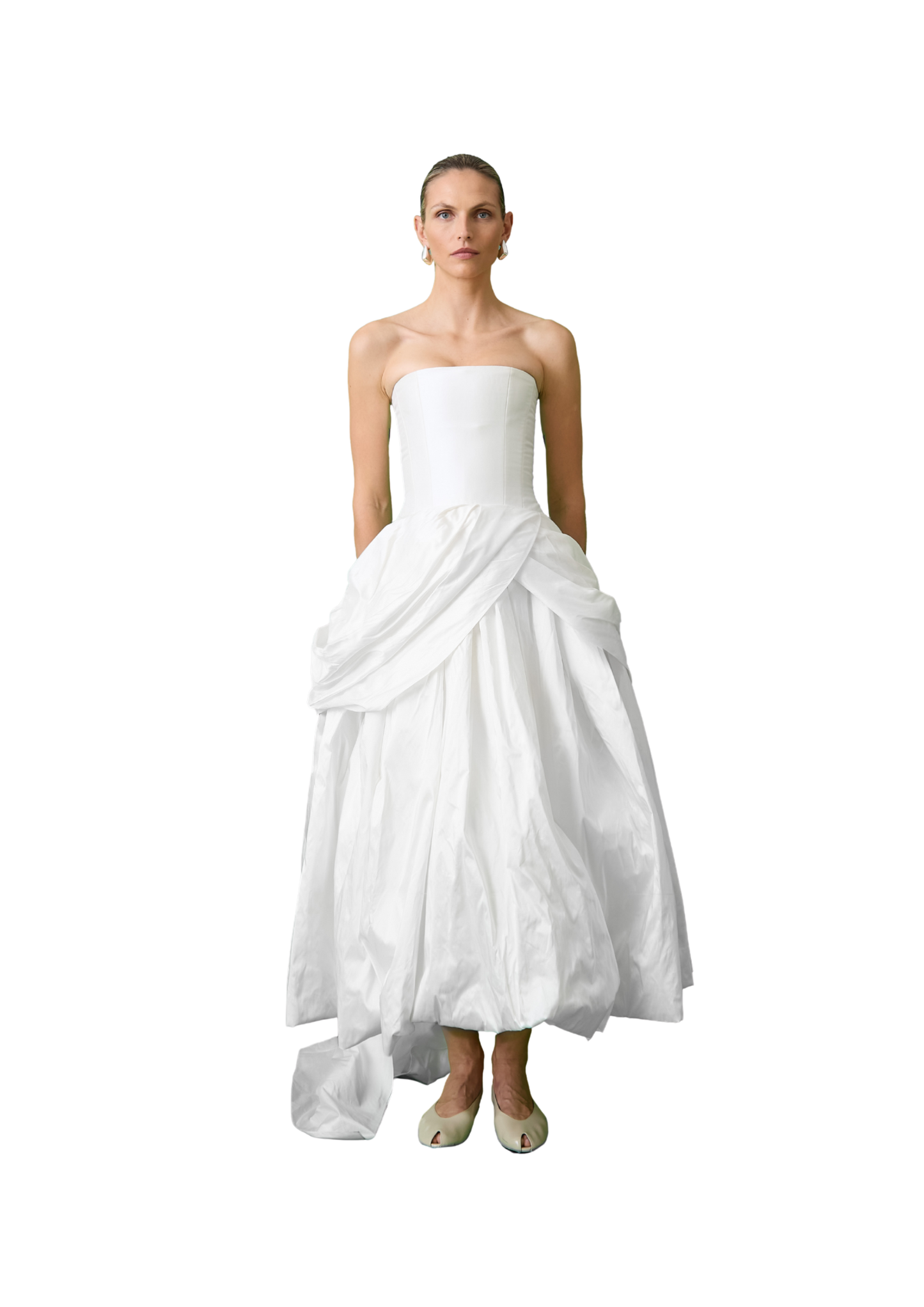 STYLE 166 // SILK TAFFETA CORSETED GOWN WITH PUFFBALL SKIRT