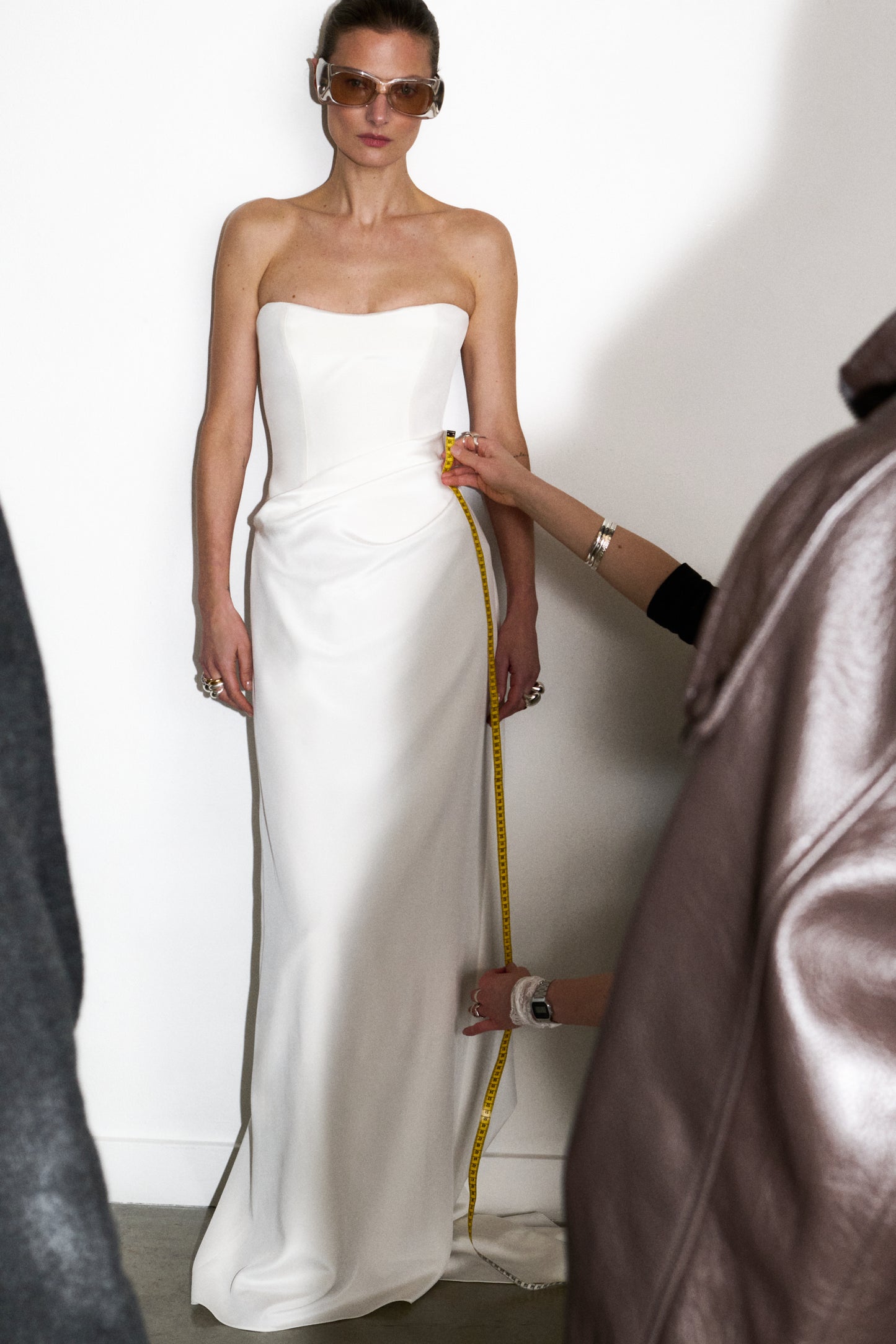 STYLE 188 // STRAPLESS SILK CREPE GOWN WITH DRAPED SKIRT