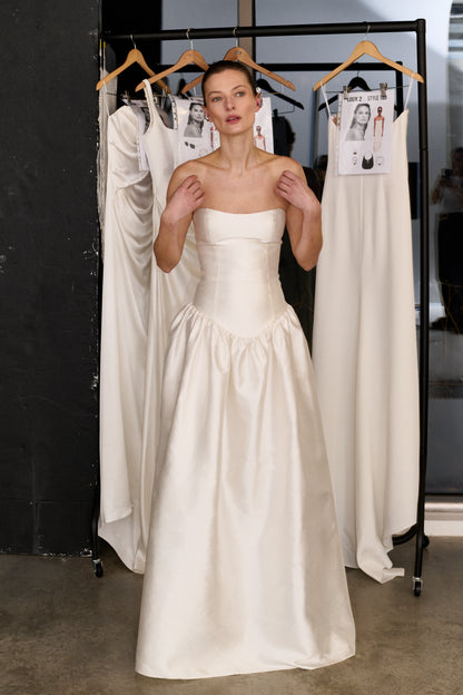 STYLE 175 // STRAPLESS SCOOP NECK SILK MIKADO DROP WAIST GOWN