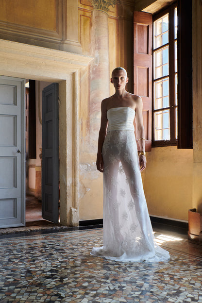 crushed silk wedding dresses STYLE 130 // CRUSHED SILK AND LACE GOWN THE OWN STUDIO
