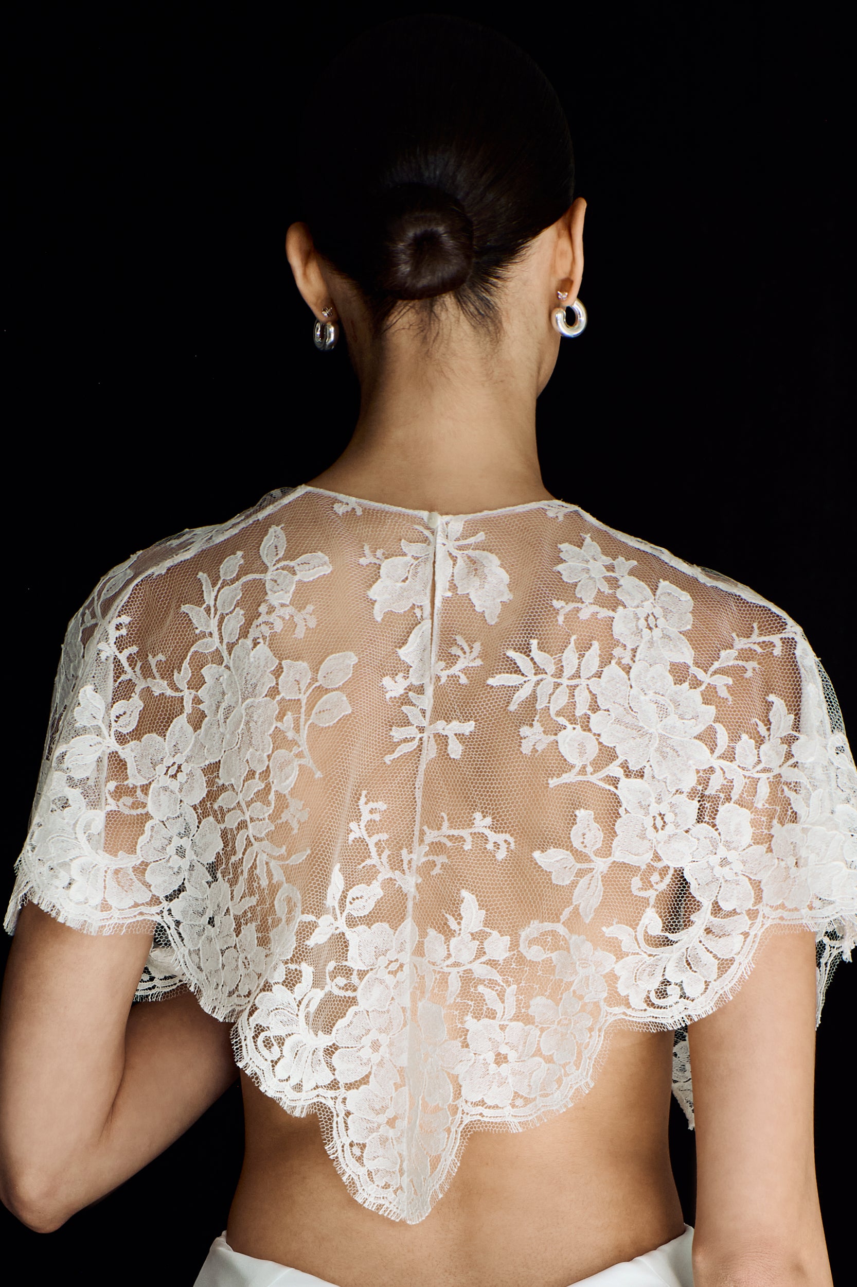 Close-up showing the elegant detailing on a lace mantle