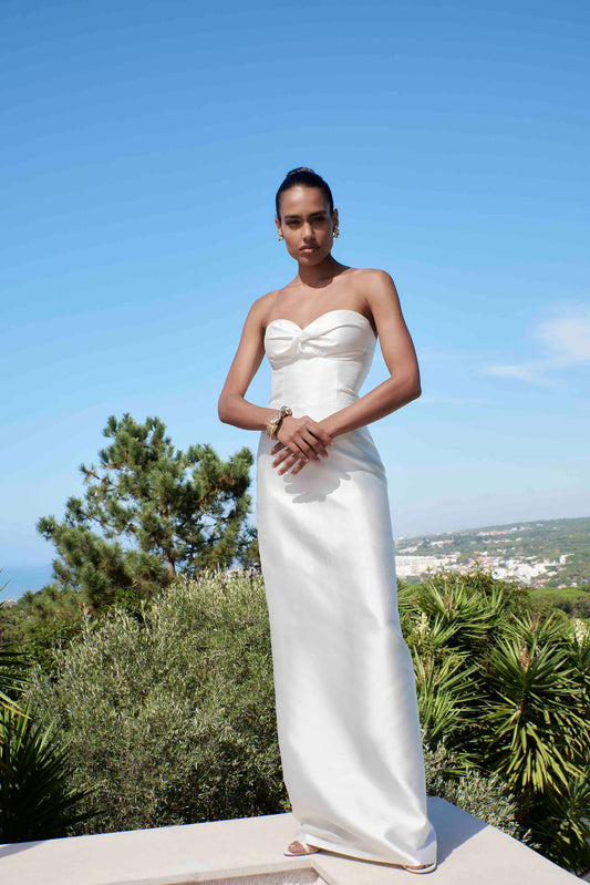 STYLE 053 // STRAPLESS SILK MIKADO COLUMN GOWN