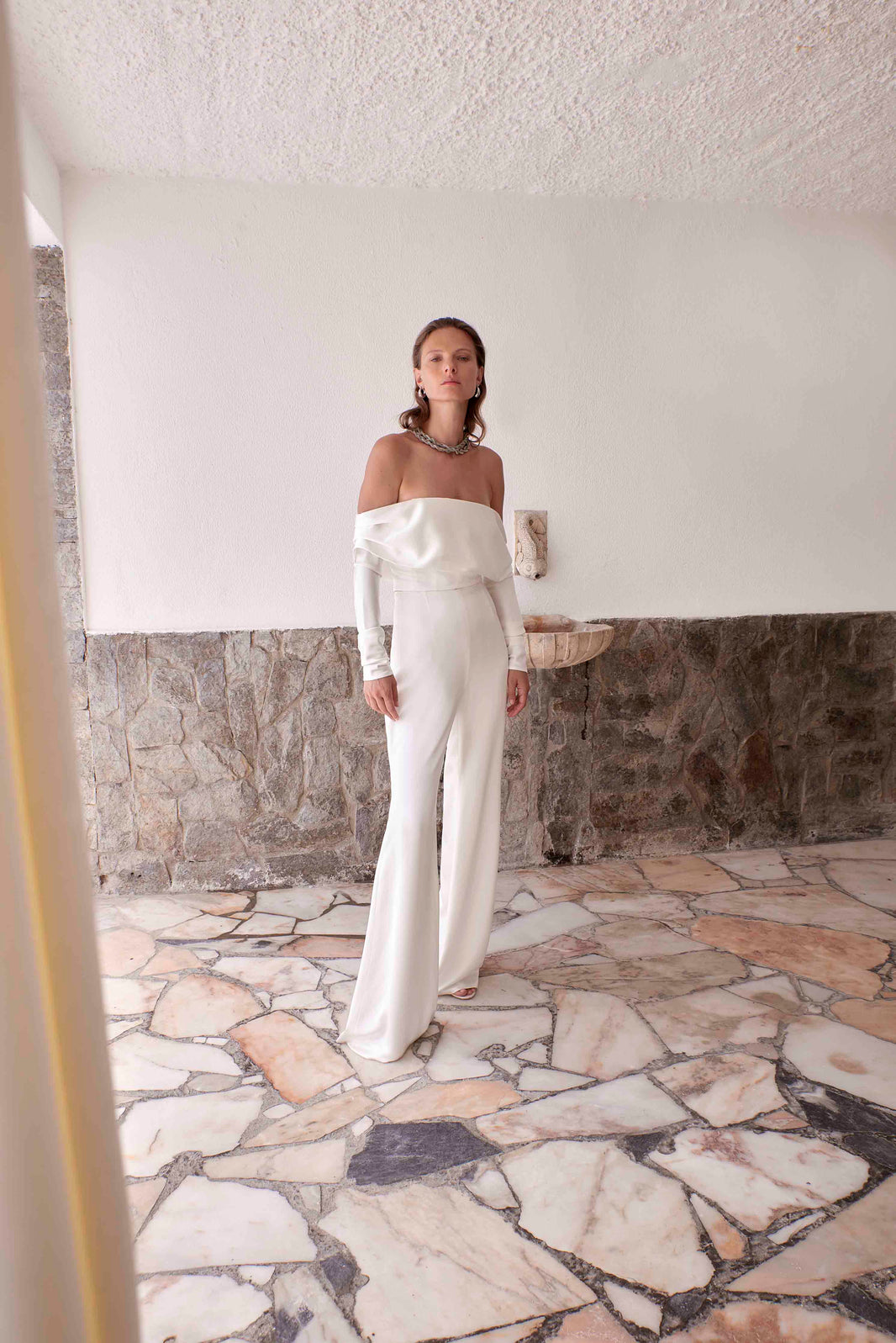 Pale Ivory Silk Blend Mikado P596