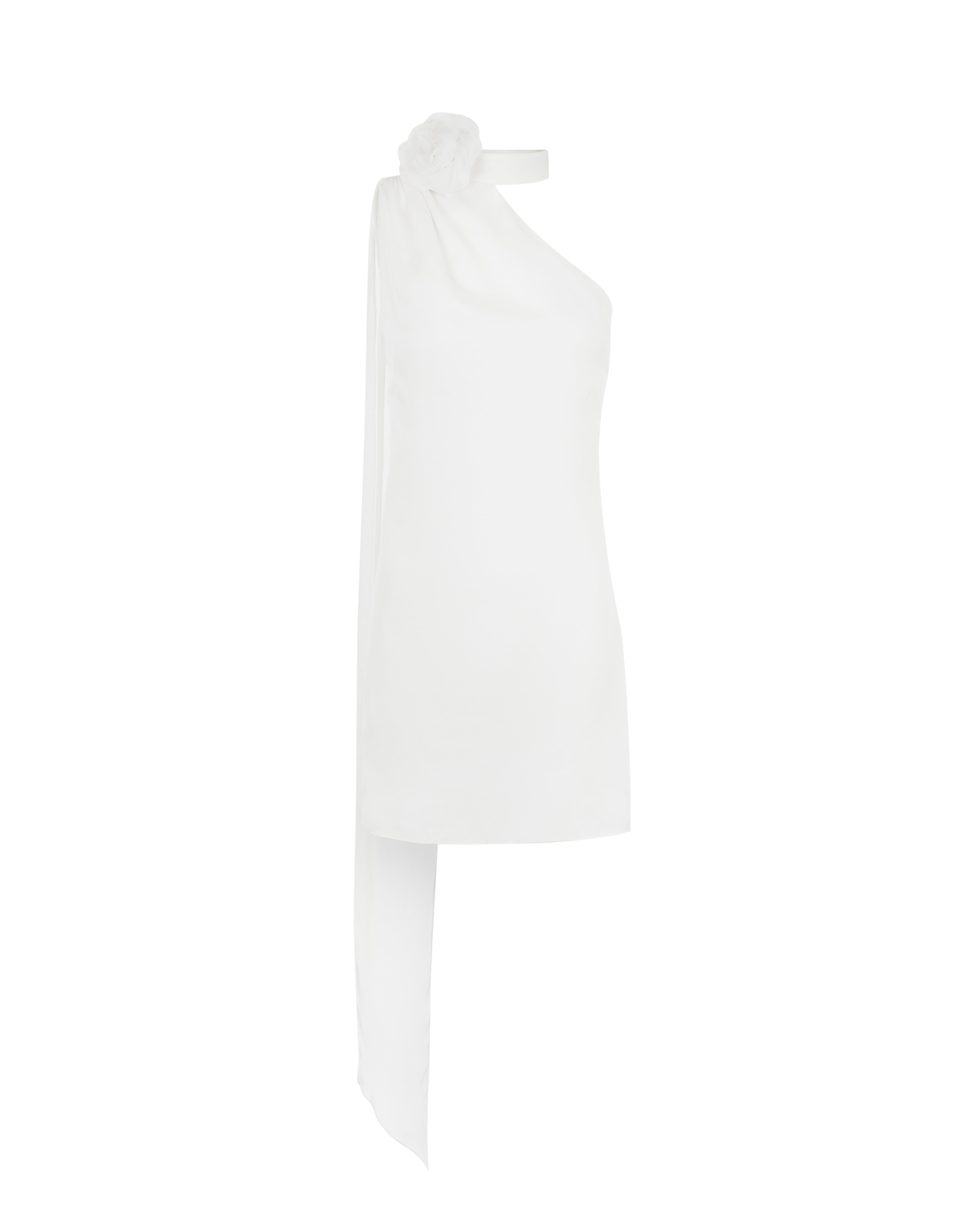 Load image into Gallery viewer, STYLE 087 // ASYMMETRIC SILK CHIFFON HALTER WITH CORSAGE