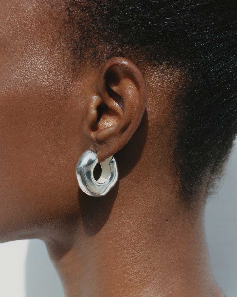 925 Recycled Sterling Silver Lucid Hoop Earrings handmade in London by Maya Magal zero waste jewellery brand
