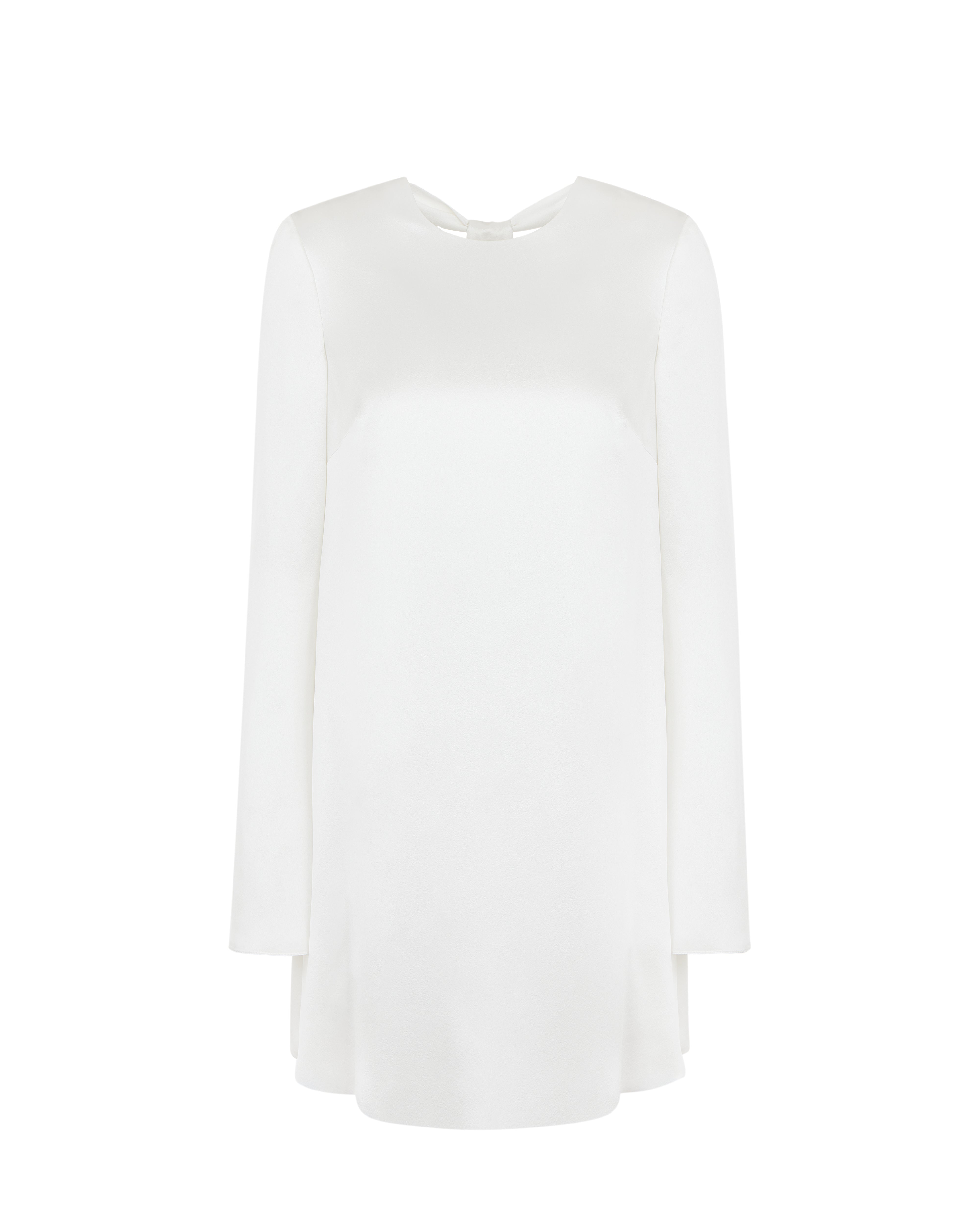 Load image into Gallery viewer, STYLE 083 // LONG SLEEVED SILK SATIN MINI WITH OPEN BACK AND SASH
